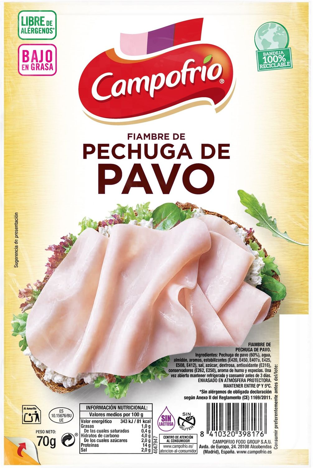 Pechuga de pavo CAMPOFRÍO 75 g.