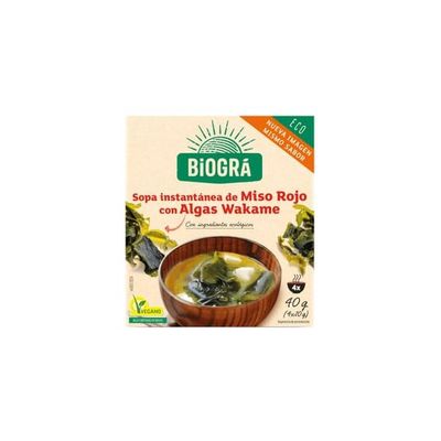 Sopa instantánea de miso con algas wakame BIOGRA 40 g.