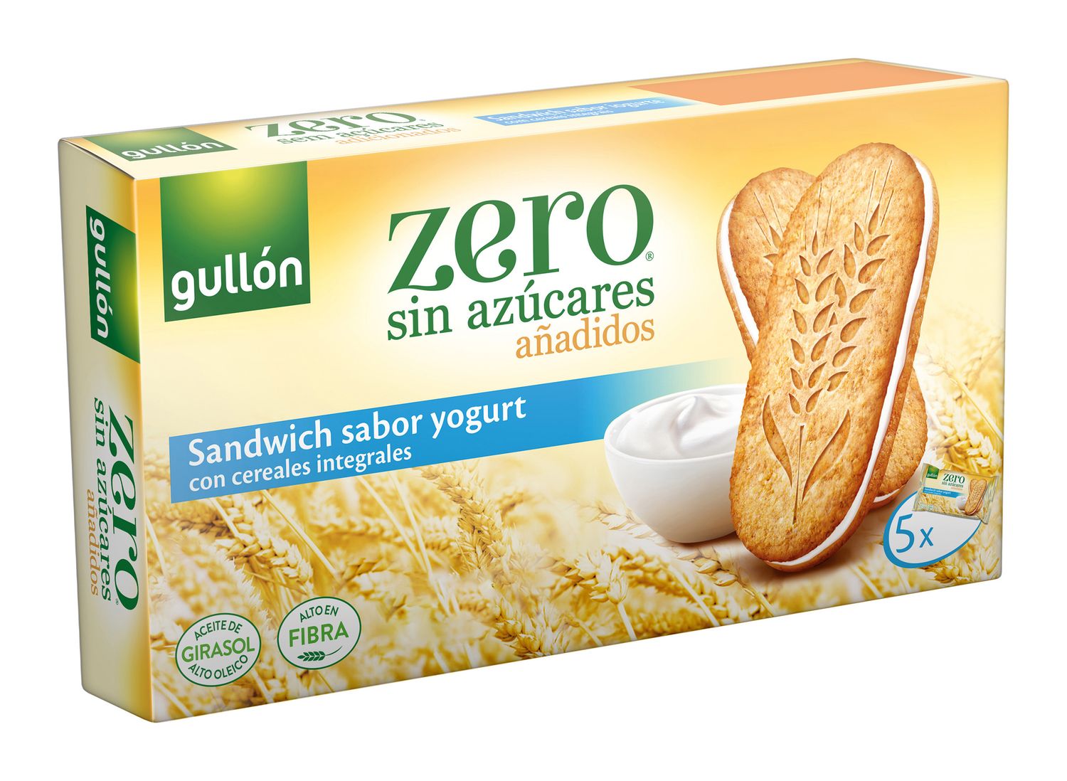 Galletas sándwich zero sabor yogurt con cereales integrales GULLÓN 220 g.