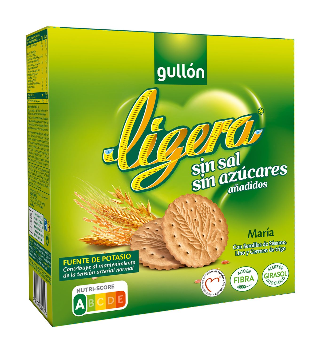 Galletas María ligera sin sal y sin azúcares añadidos GULLÓN 600 g.