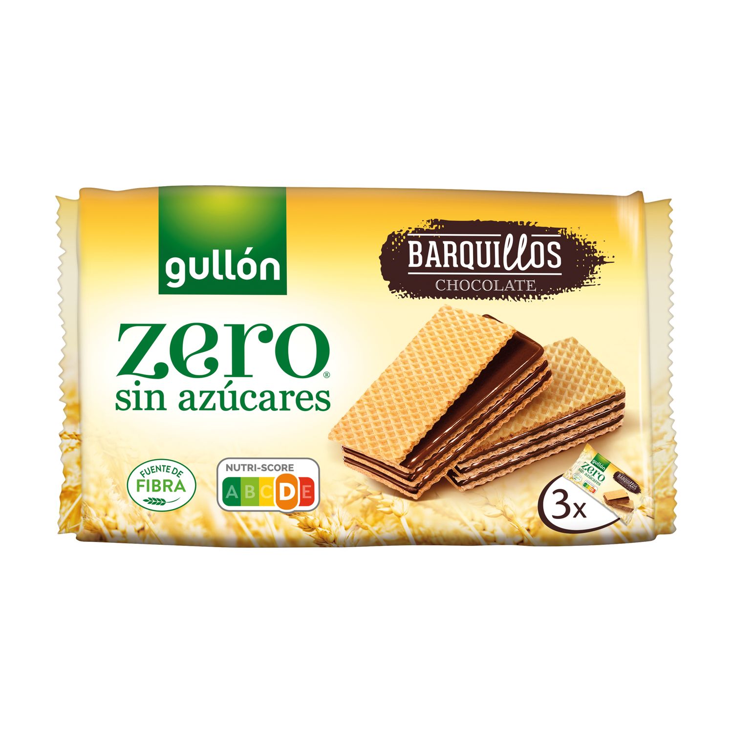Barquillos de chocolate zero sin azúcares GULLÓN 180 g.