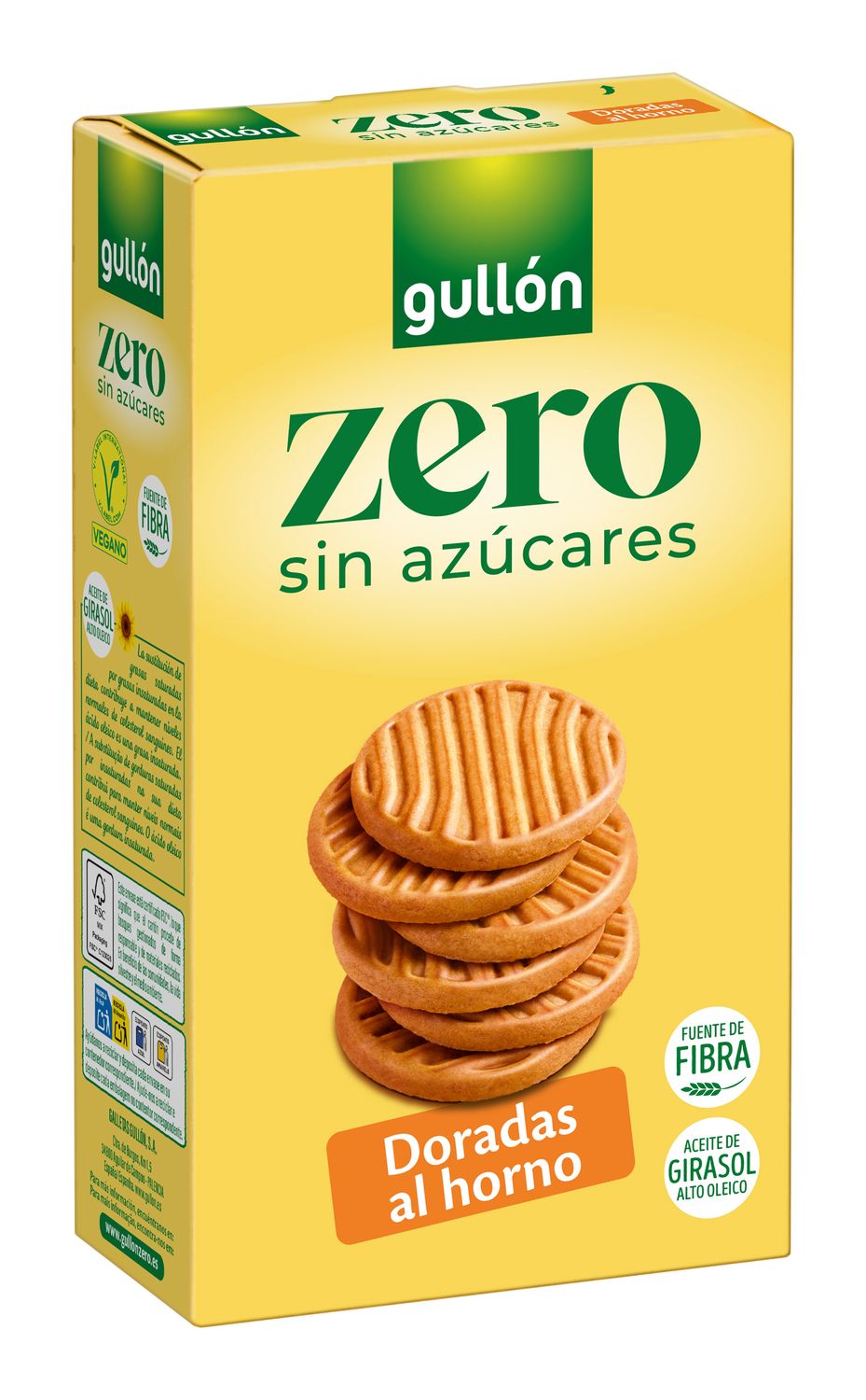 Galletas doradas al horno zero sin azúcares GULLÓN 330 g.