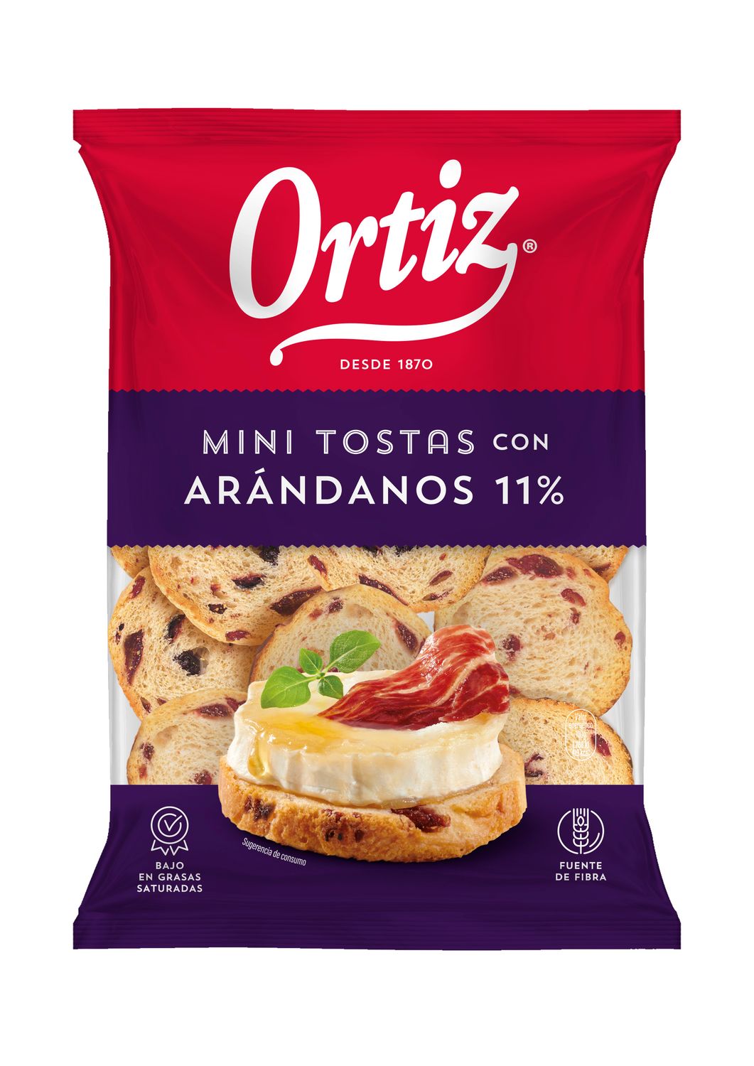 Mini tostas con arándanos 11% ORTIZ 90 g.