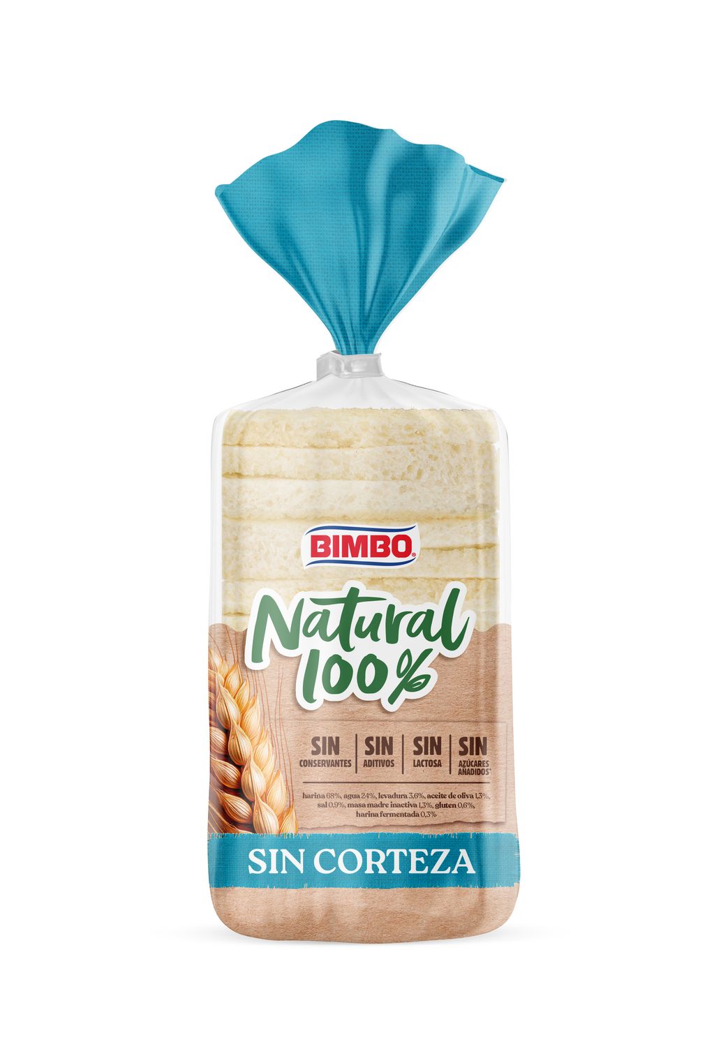 Pan de molde natural 100 % sin corteza BIMBO 450 g.