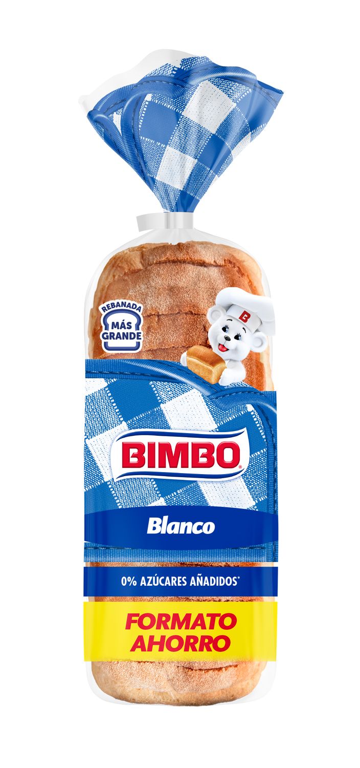 Pan de molde blanco formato ahorro BIMBO 640 g.