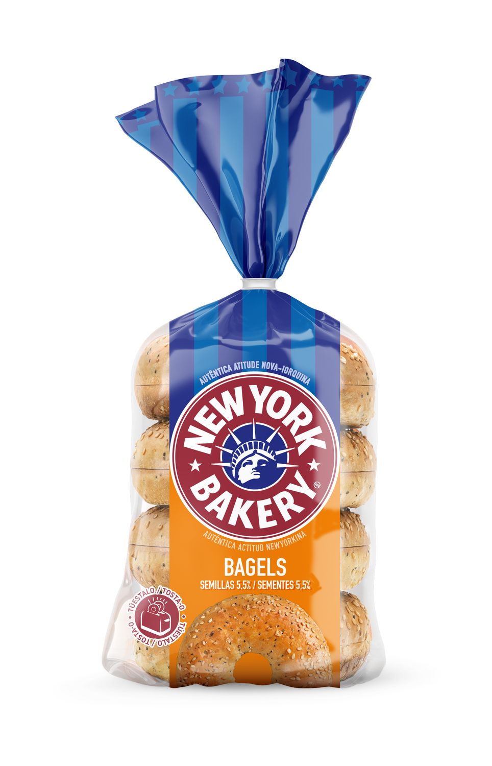 Bagels semillas NEW YORK BAKERY de BIMBO 300 g.
