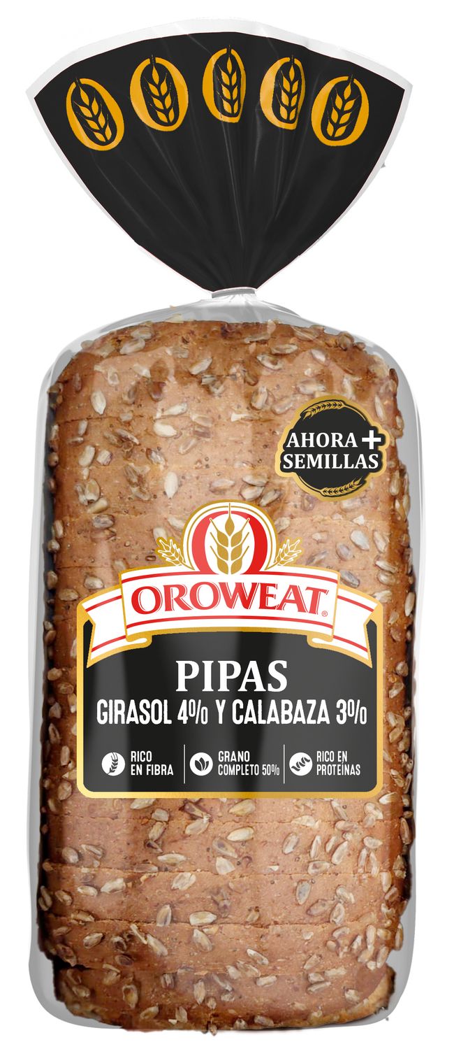 Pan de molde pipas OROWEAT de BIMBO 550 g.