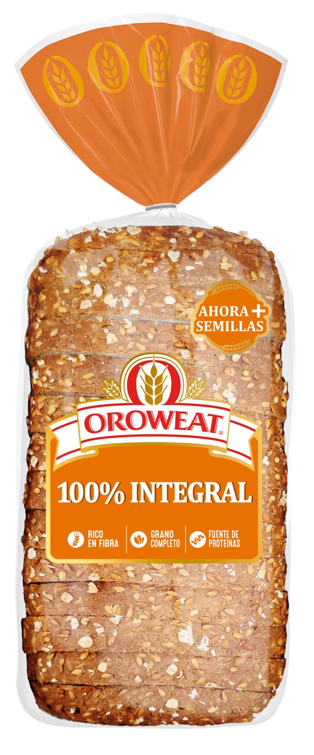 Pan de molde 100% integral OROWEAT de BIMBO 550 g.