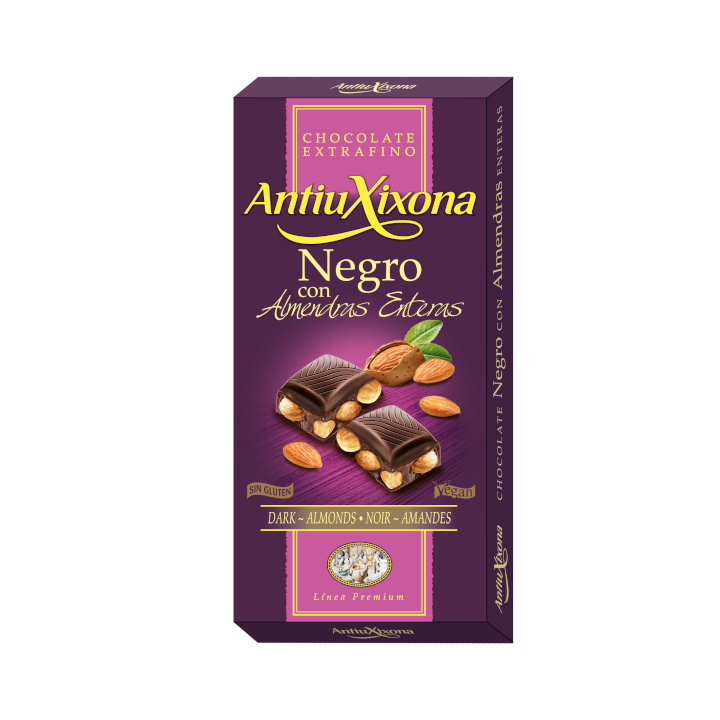 Chocolate negro con almendras enteras ANTIU XIXONA 100 g.