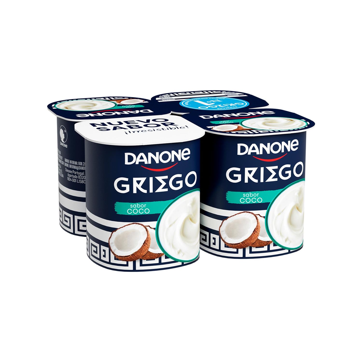 Yogur griego sabor coco DANONE 4x110 g.