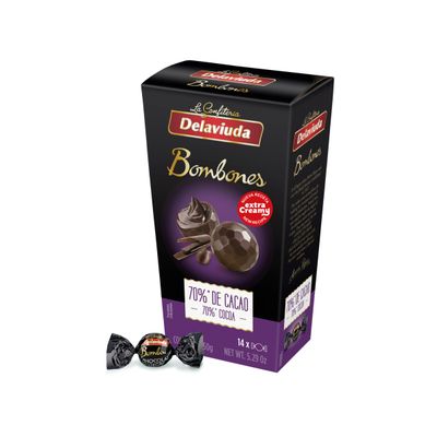 Bombones chocolate negro 70% DELAVIUDA 150 g.