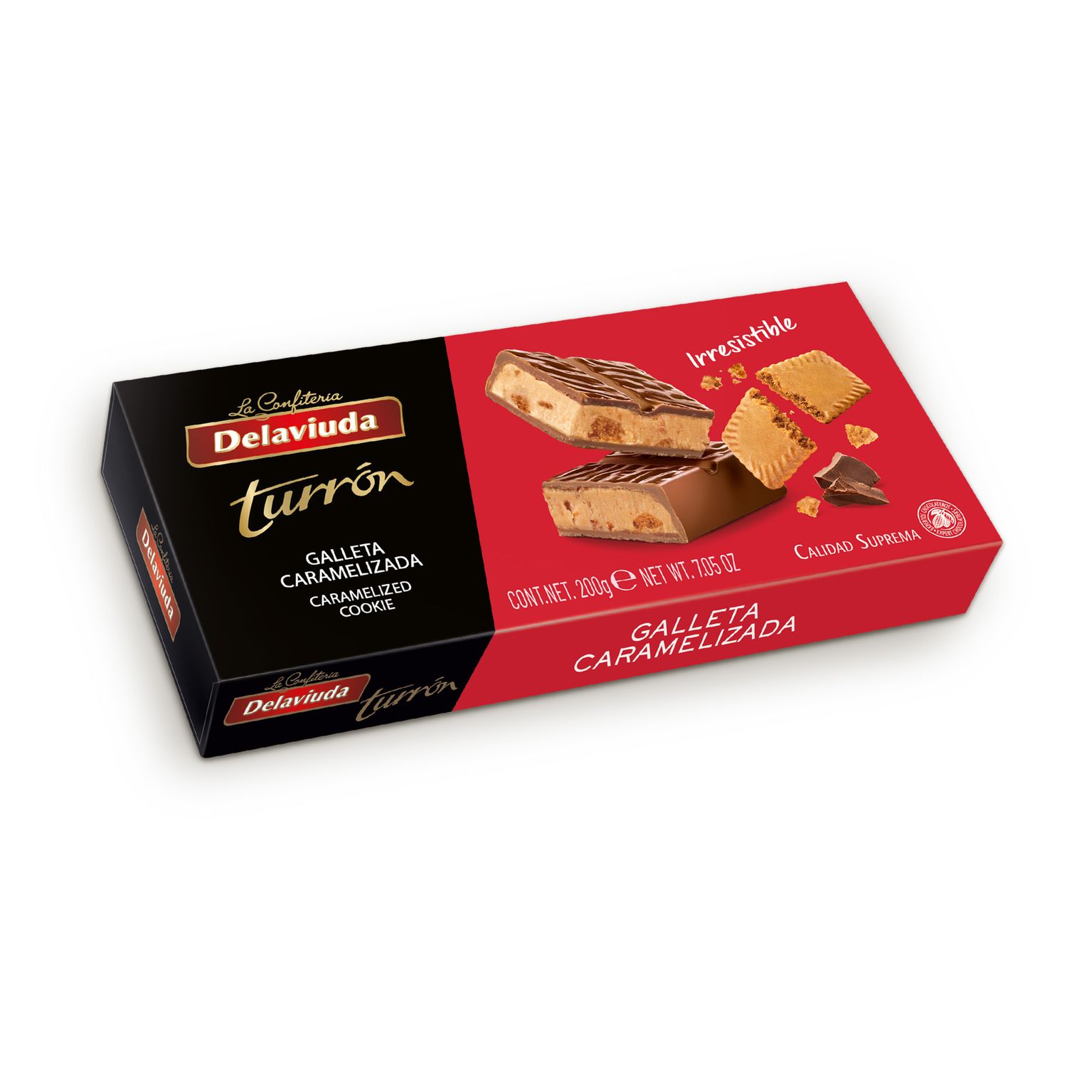 Turrón galleta caramelizada DELAVIUDA 200 g.
