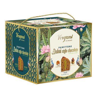 Panettone Dubai style chocolate pistacchio &amp; kataify VERGANI 800 g.