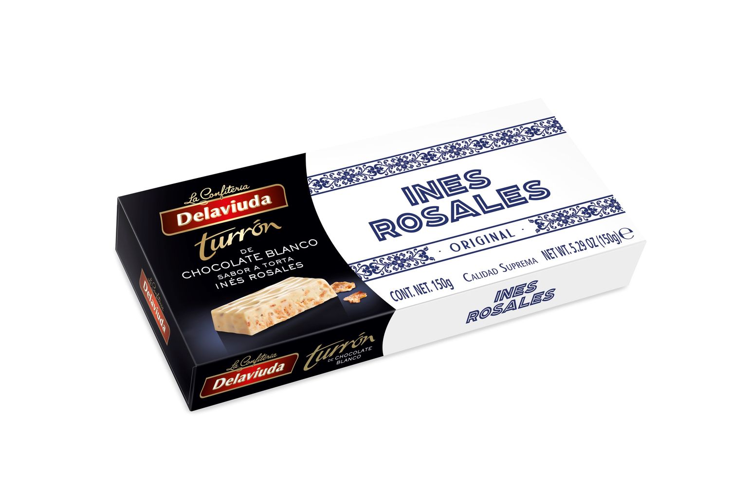 Turrón de chocolate blanco sabor torta de Inés Rosales DELAVIUDA 150 g.