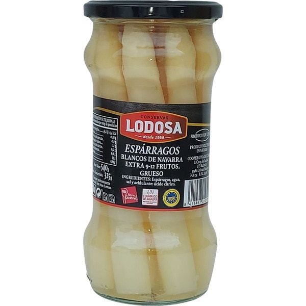 Espárragos blancos de Navarra extra 9-12 frutos gruesos LODOSA 540 g.