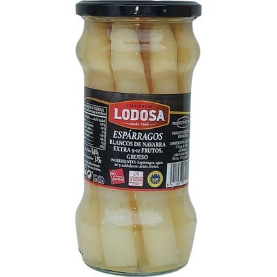 Espárragos blancos de Navarra extra 9-12 frutos gruesos LODOSA 540 g.