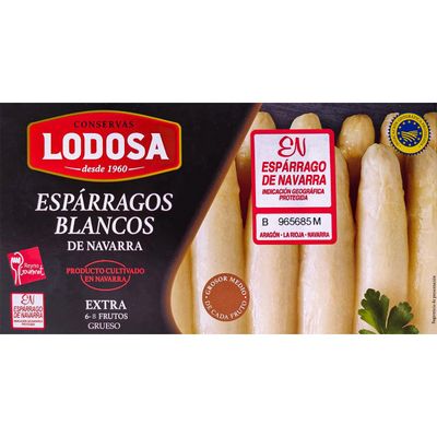 Espárragos blancos de Navarra extra 6-8 frutos gruesos LODOSA 410 g.