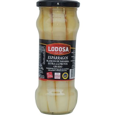 Espárragos blancos de Navarra extra 9-12 frutos gruesos LODOSA 330 g.