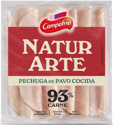 Pechuga de pavo cocida 93% carne NATURARTE de CAMPOFRÍO 105 g.