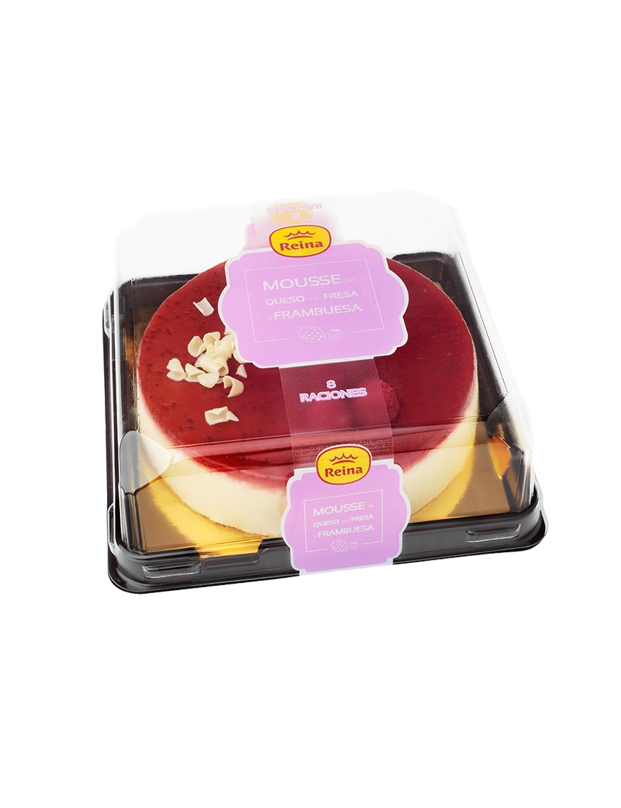 Tarta mousse de queso con fresa y frambuesa REINA 648 g.