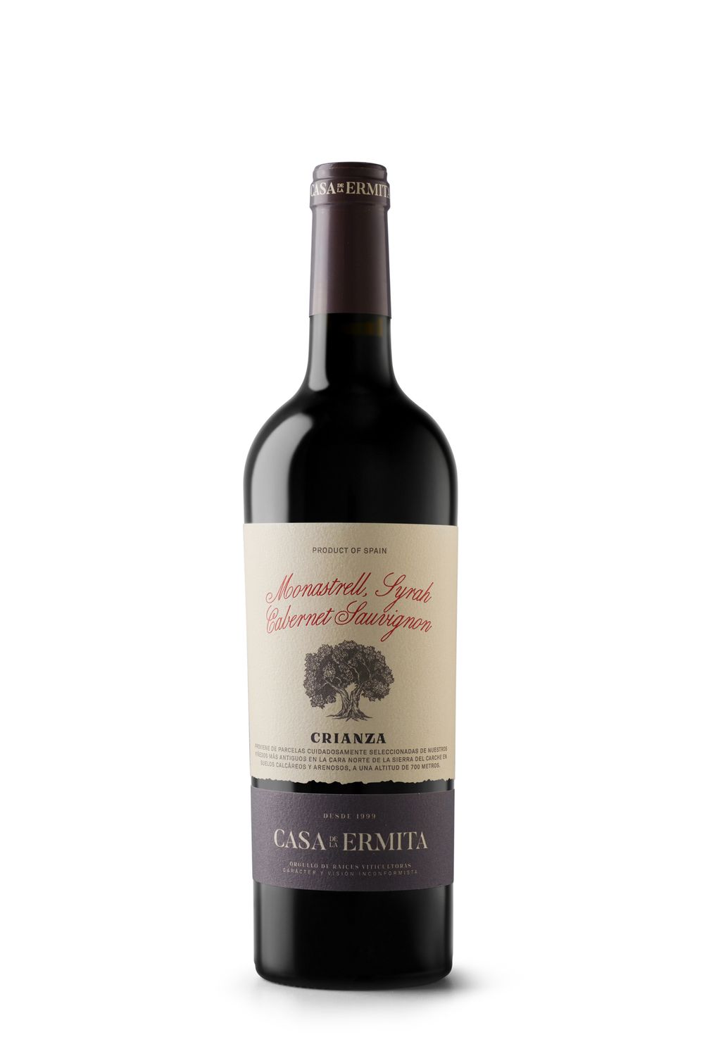 Vino tinto crianza cabernet sauvignon D.O. Jumilla CASA DE LA ERMITA 75 cl.