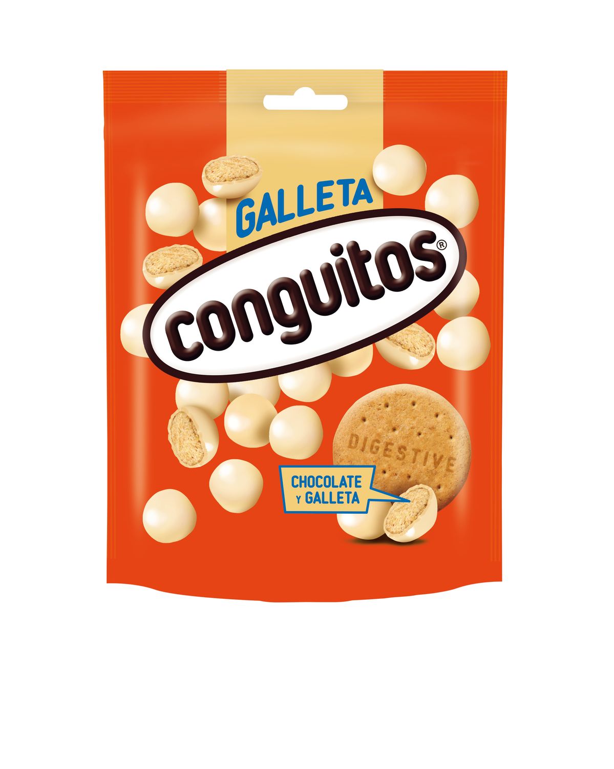 CONGUITOS de chocolate blanco y galleta 120 g.