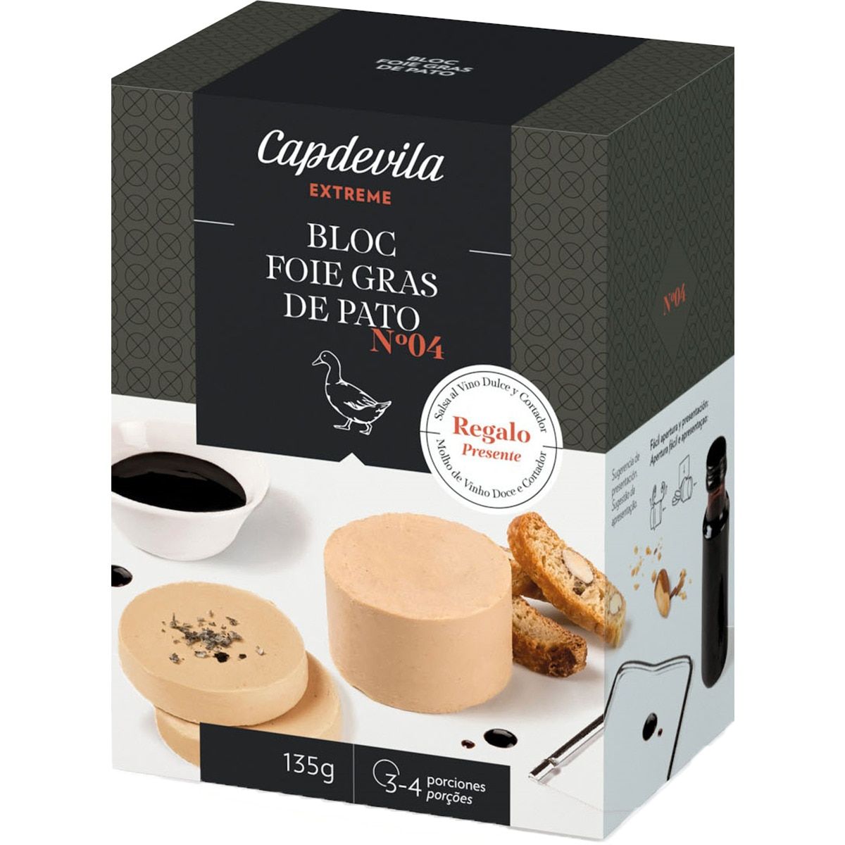Bloc foie gras pato CAPDEVILA 135 g. + regalo cortador de foie y crema balsámica PX
