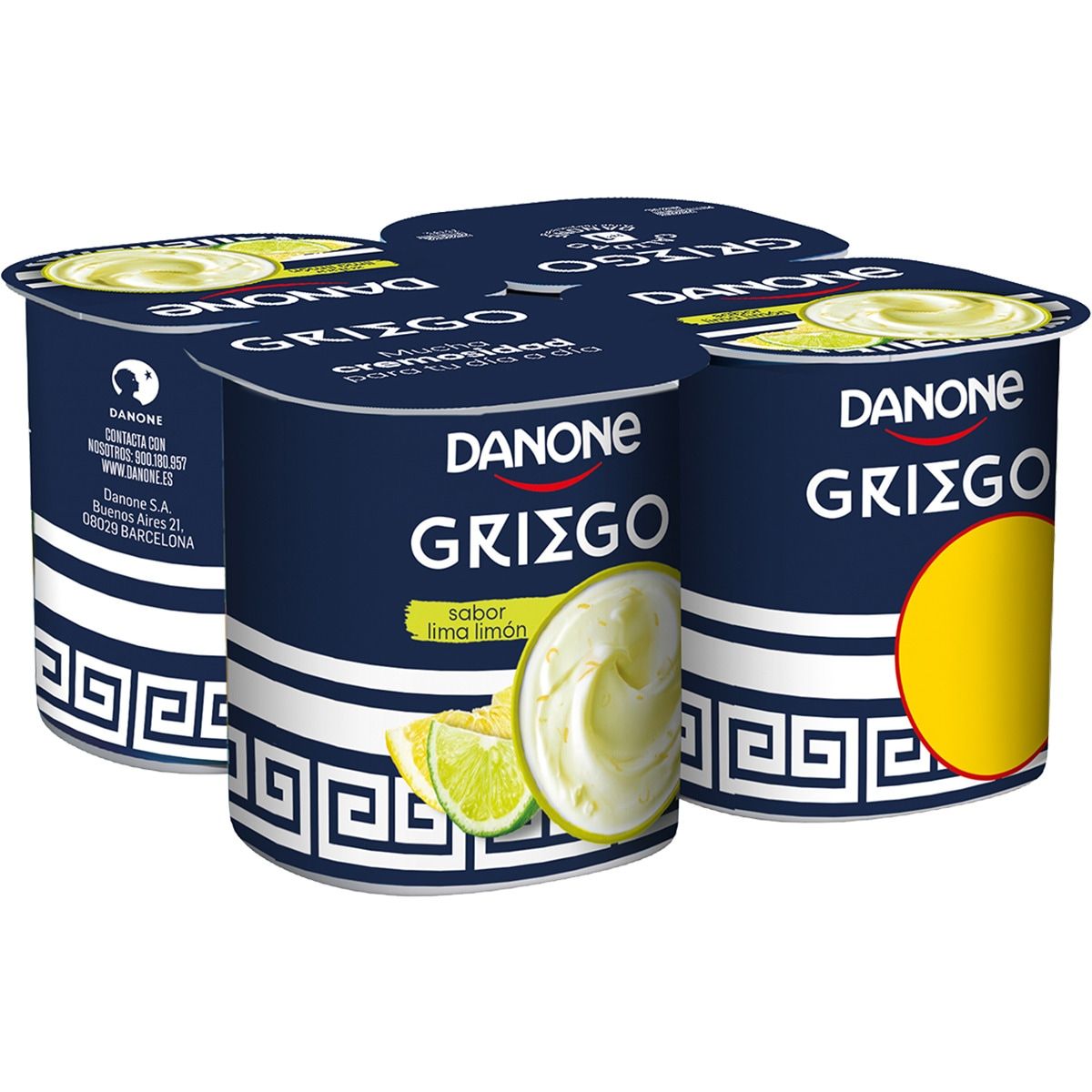 Yogur griego lima limón DANONE 4x110 g.