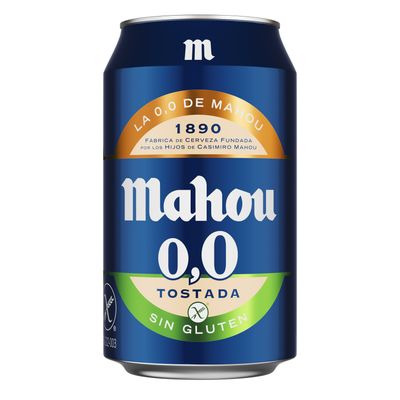 Lata de cerveza 0.0 tostada sin gluten MAHOU 33 cl.