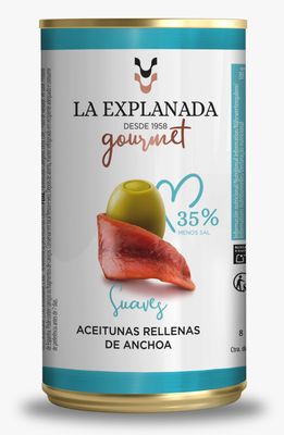 Aceitunas rellenas de anchoa suaves LA EXPLANADA 350 g.