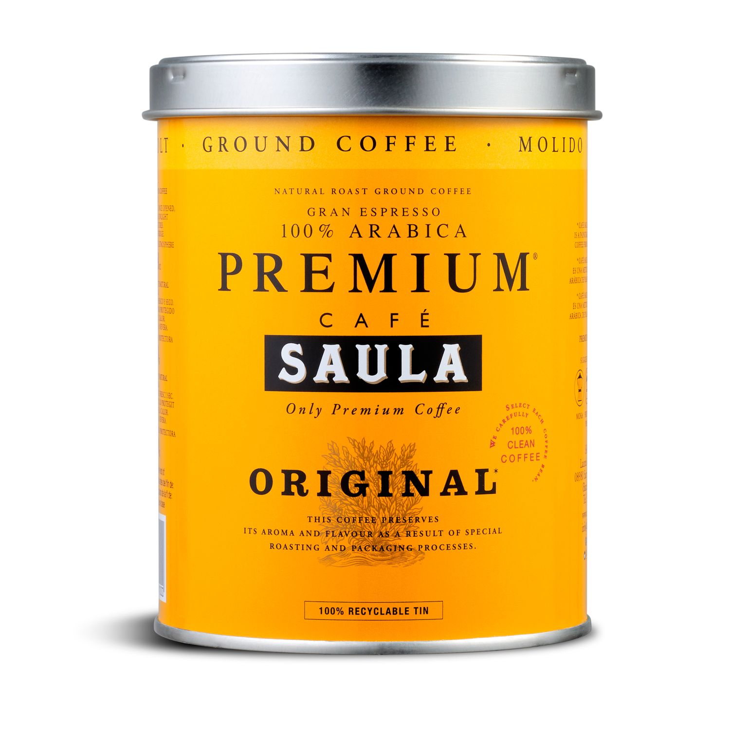 Café molido lata 100% arábica premium original SAULA 250 g.