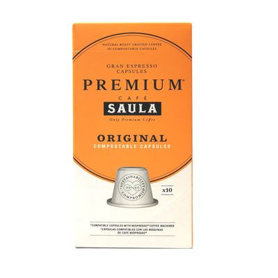Café en cápsulas gran espresso premium original SAULA 10 ud.