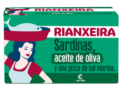 Sardinas en aceite de oliva y una pizca de sal marina RIANXEIRA 120 g.