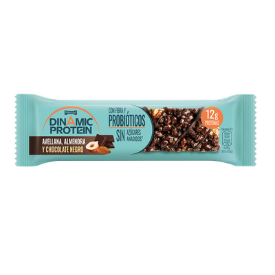Barritas proteínas chocolate negro, avellana y almendra DINAMIC PROTEIN 50 g.