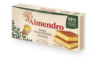 Turrón de yema tostada sin azúcar y sin gluten EL ALMENDRO 200 g.