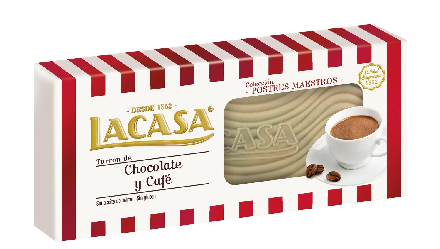 Turrón de praliné de chocolate y café LACASA 225 g.