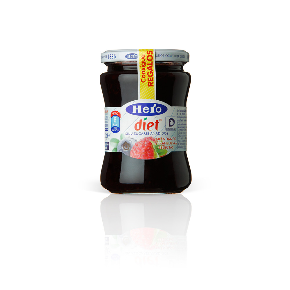 Mermelada de arándanos y frambuesas HERO DIET.