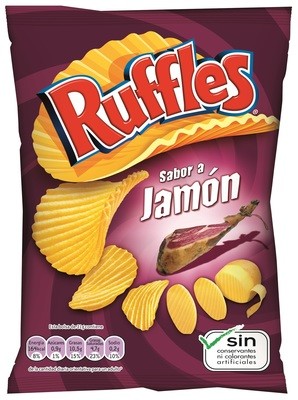 Patatas fritas sabor jamón de RUFFLES.