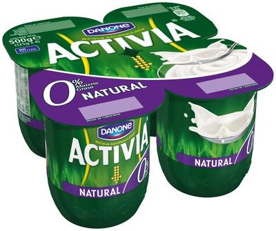 Yogur bífidus natural 0% materia grasa ACTIVIA de DANONE (pack 4).
