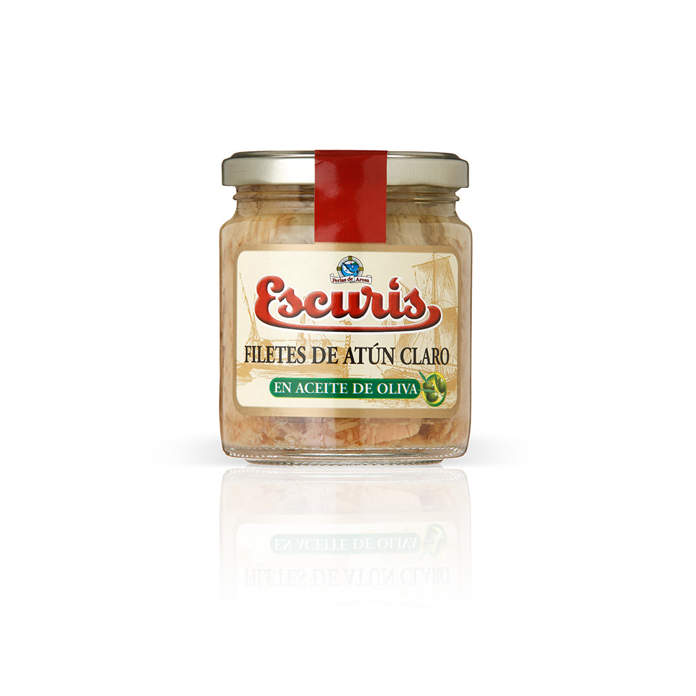 Filetes de atún claro en aceite de oliva ESCURIS.