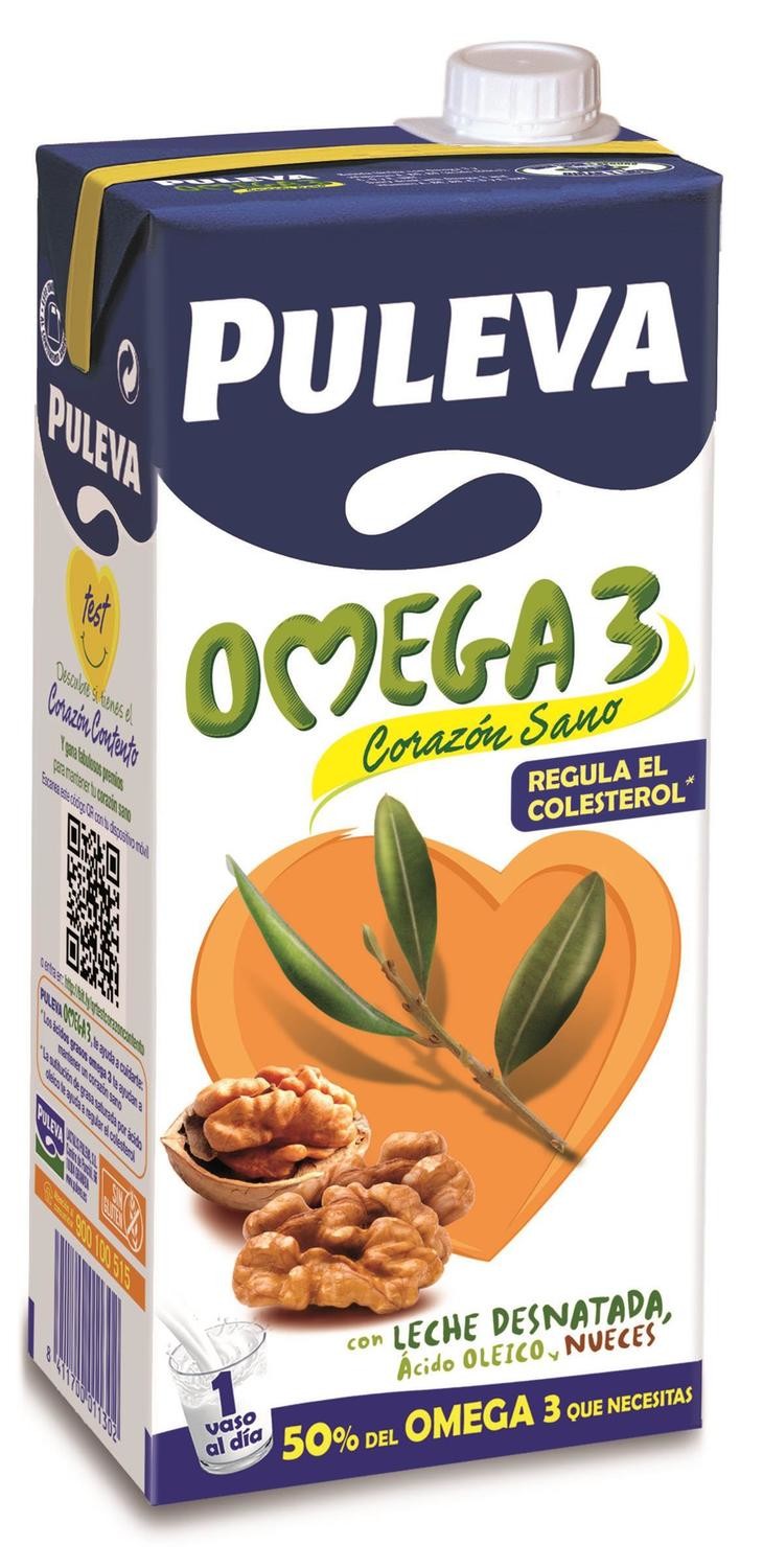 Leche Puleva Omega 3 con Leche Desnatada, Ácido Oléico y Nueces 1 Lt