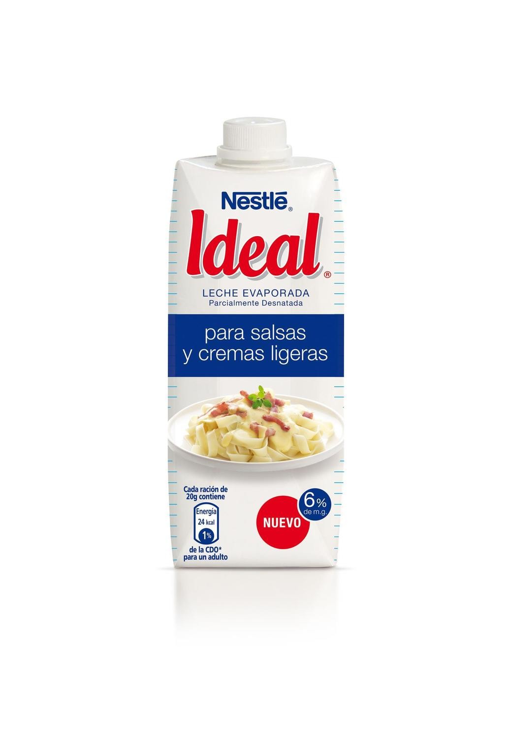 Leche desnatada parcialmente evaporada IDEAL de NESTLÉ.