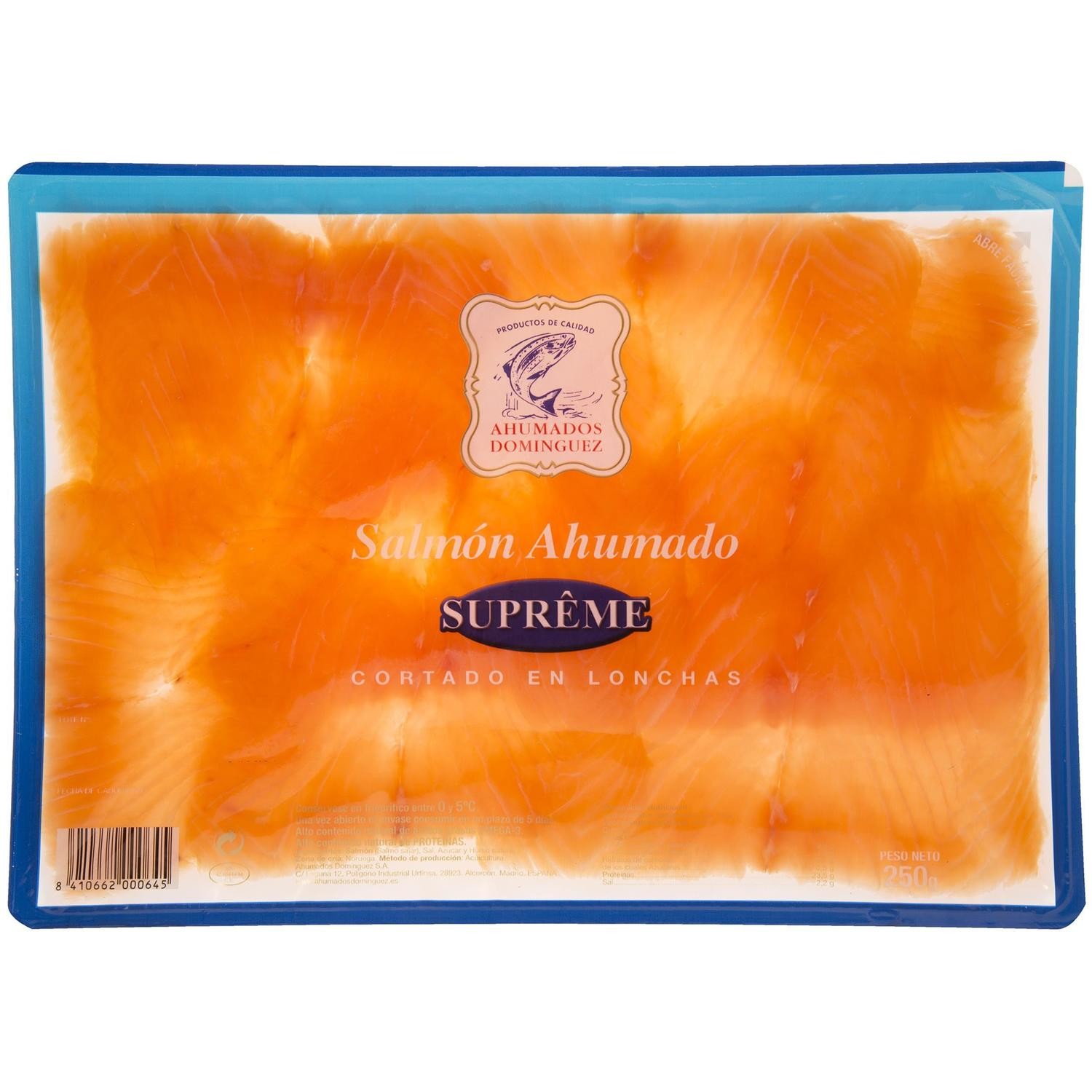 Salmón ahumado de AHUMADOS DOMINGUEZ 250g.