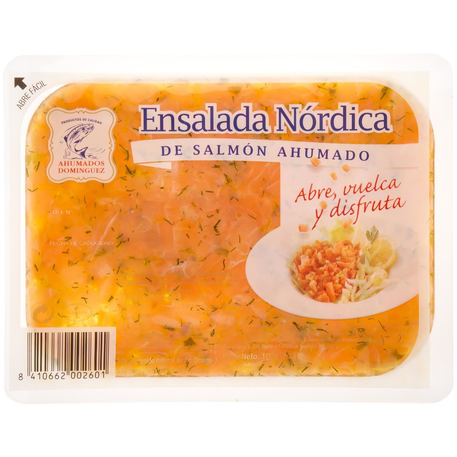 Ensalada nórdica de salmón ahumado de AHUMADOS DOMINGUEZ.