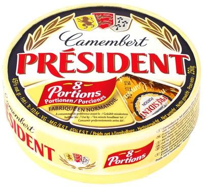 Queso camembert en porciones PRÉSIDENT.