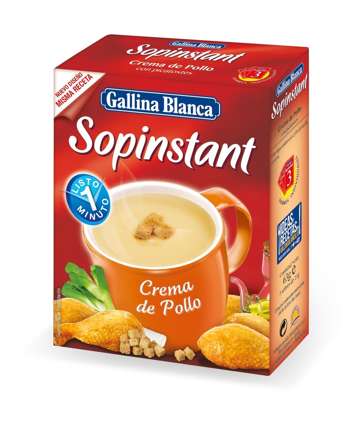 Crema de pollo con picatostes SOPINSTANT de GALLINA BLANCA.