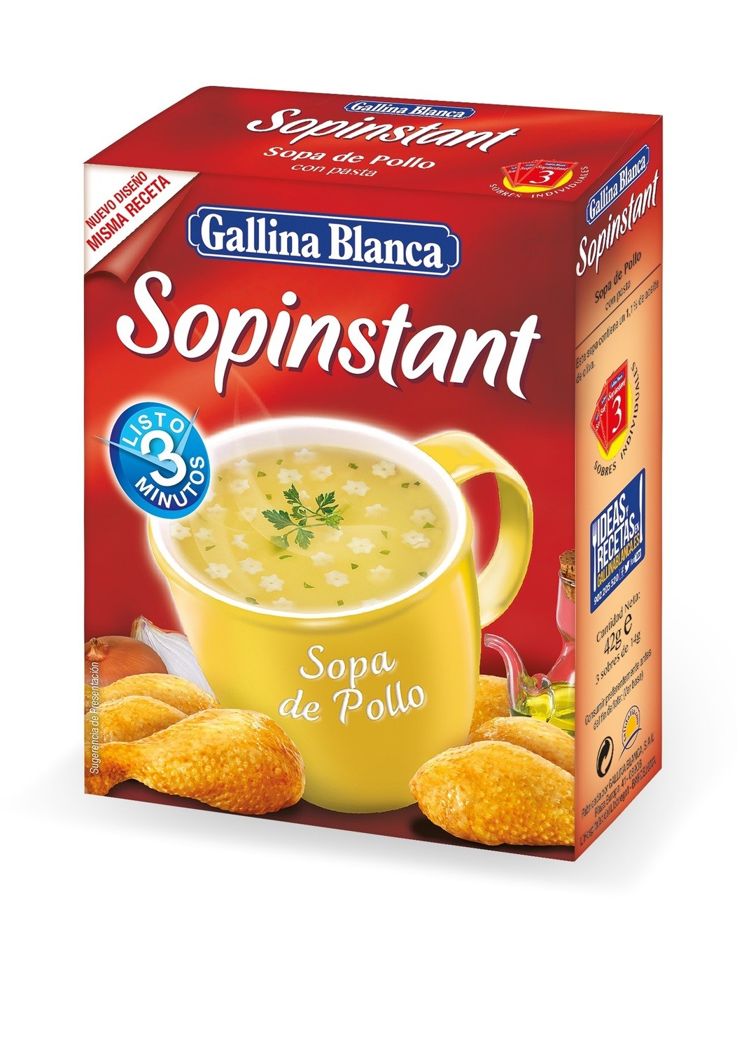 Sopa de pollo con pasta SOPINSTANT de GALLINA BLANCA.