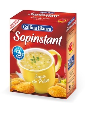 Sopa de pollo con pasta SOPINSTANT de GALLINA BLANCA.