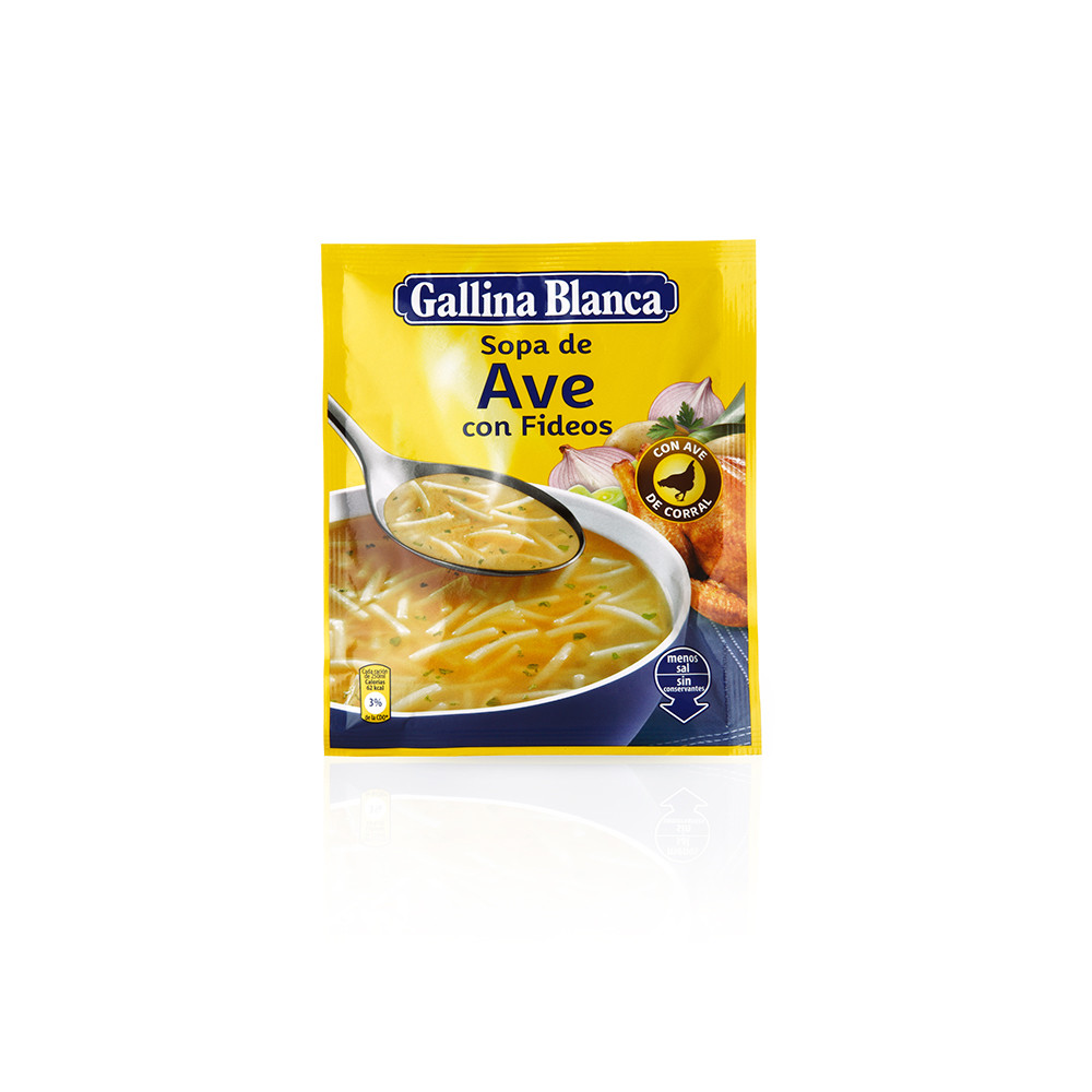 Sopa de ave con fideos GALLINA BLANCA.