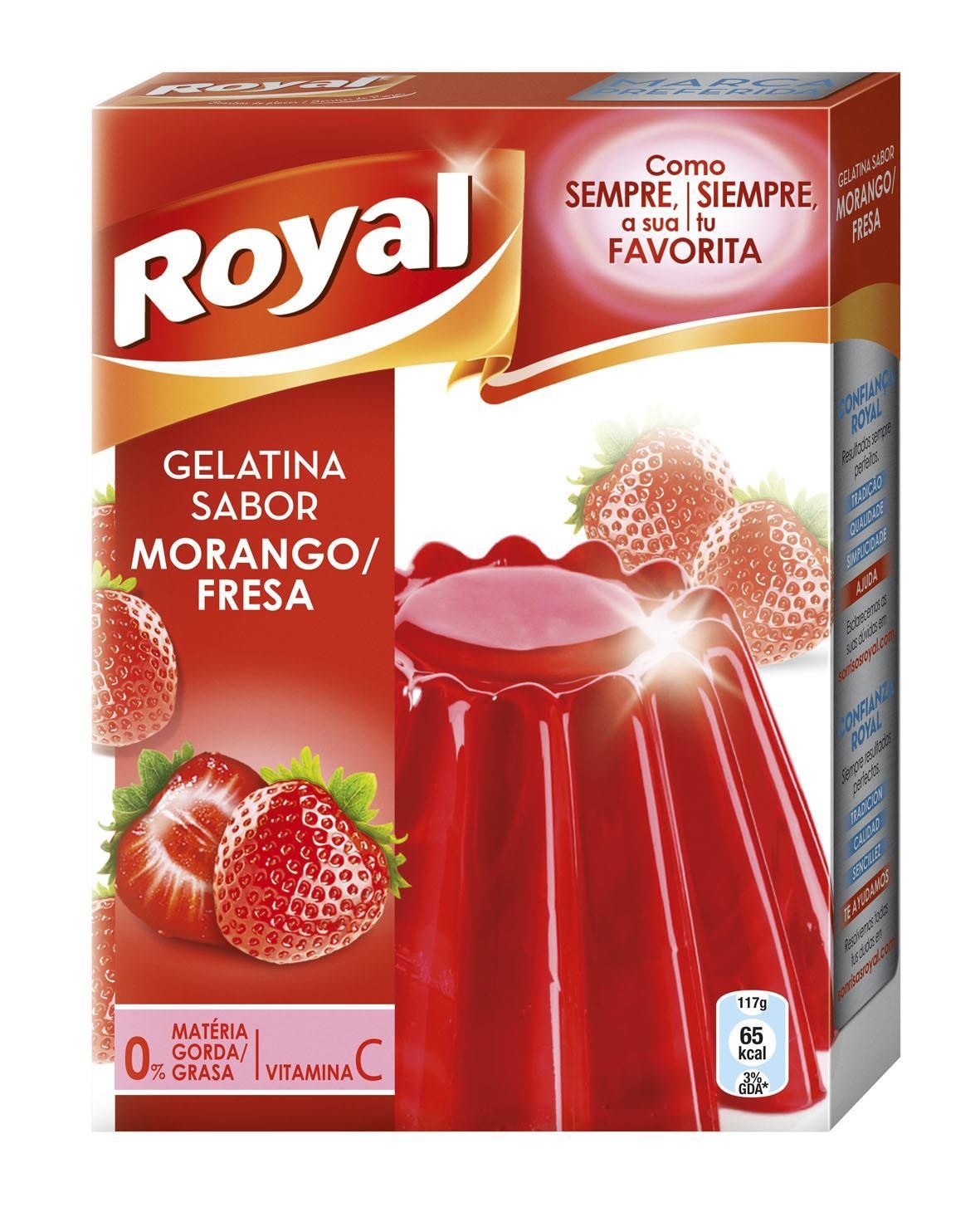 Gelatina sabor fresa de ROYAL.